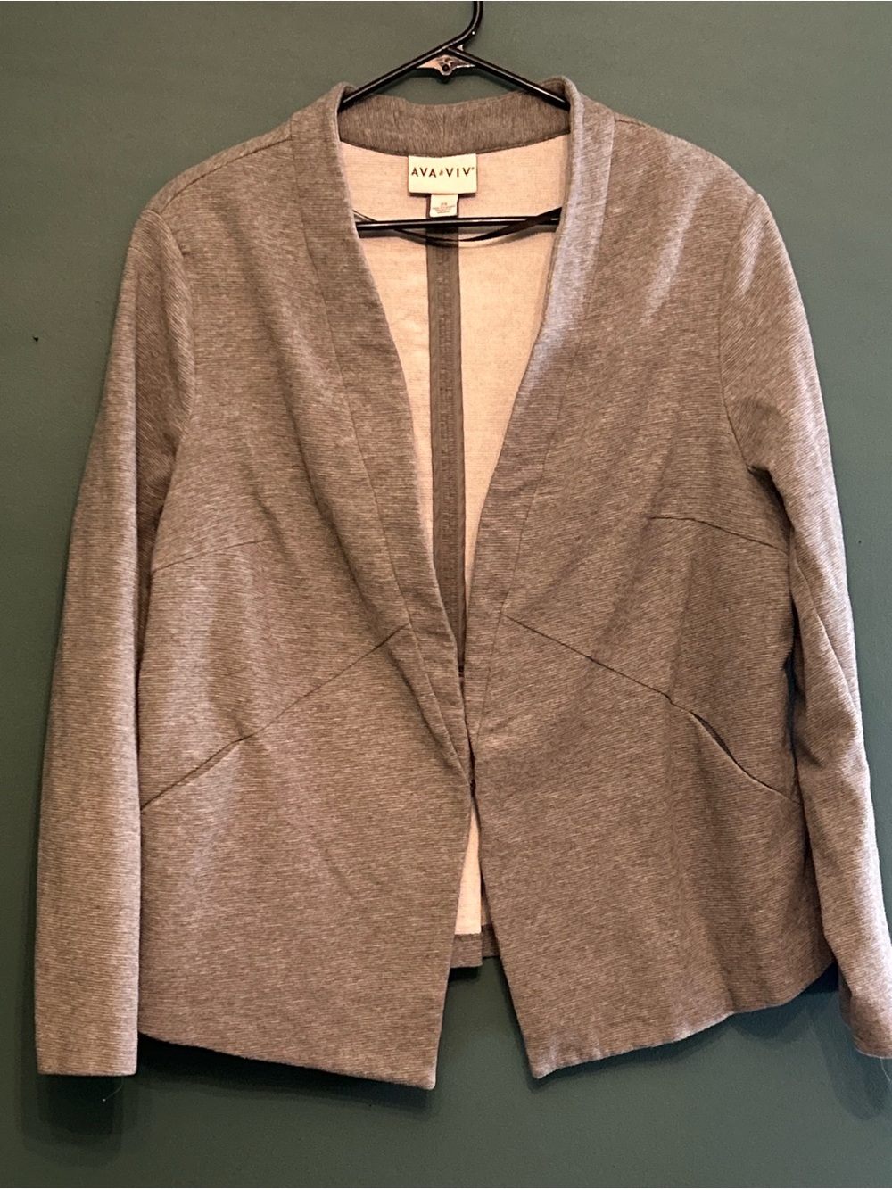 Ava & Viv Grey Knit Open-Front Blazer Jacket Plus Size 2X